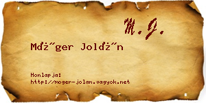 Móger Jolán névjegykártya